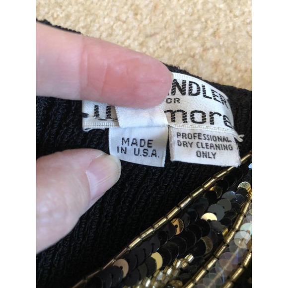 Pat Sandler Neiman Marcus Vintage Dress Sz 10 Black Gold Sequins Cocktail - Picture 4 of 9